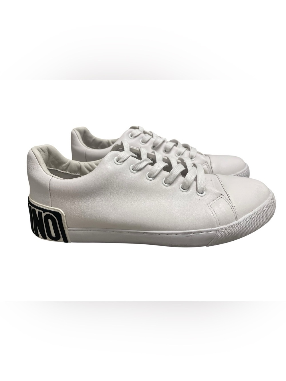 Moschino Couture Milano Men's White Leather Large Logo Sneakers EU 43 US 10